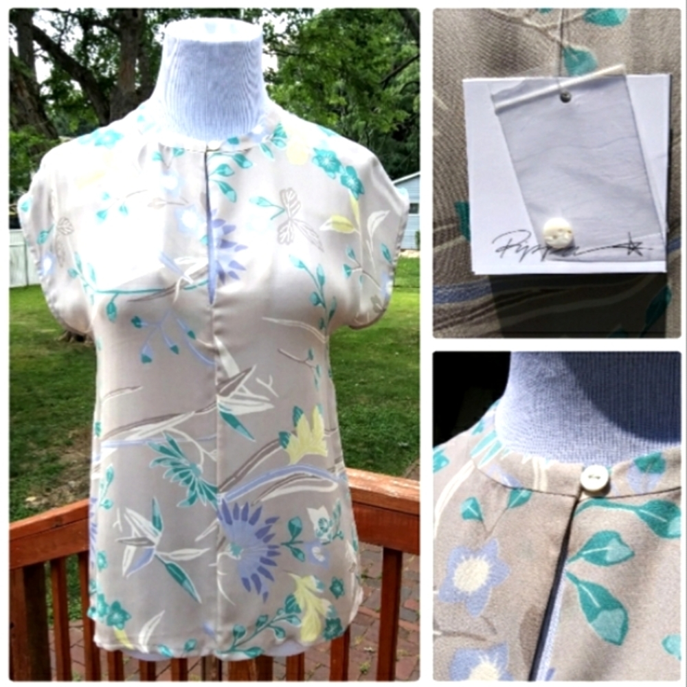 Pippa Silk Grey Floral Blouse